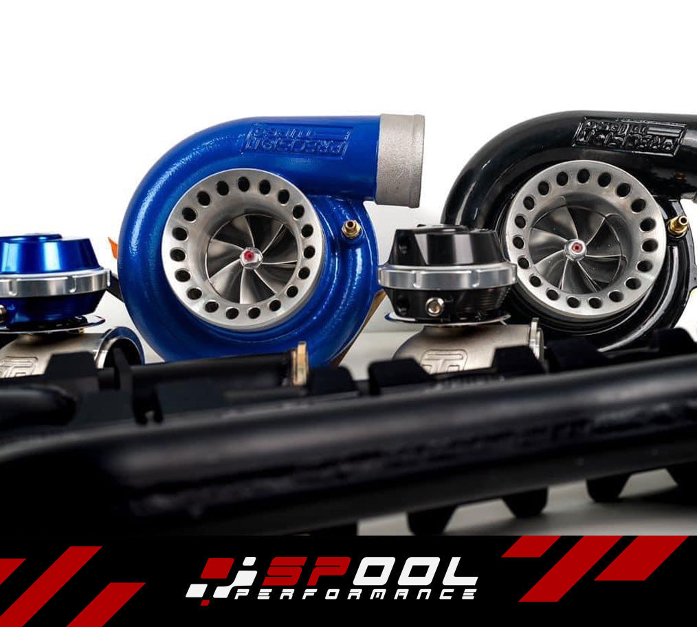 Spool BMW B58 Gen 1 billet-manifold top-mount turbo kit gallery image