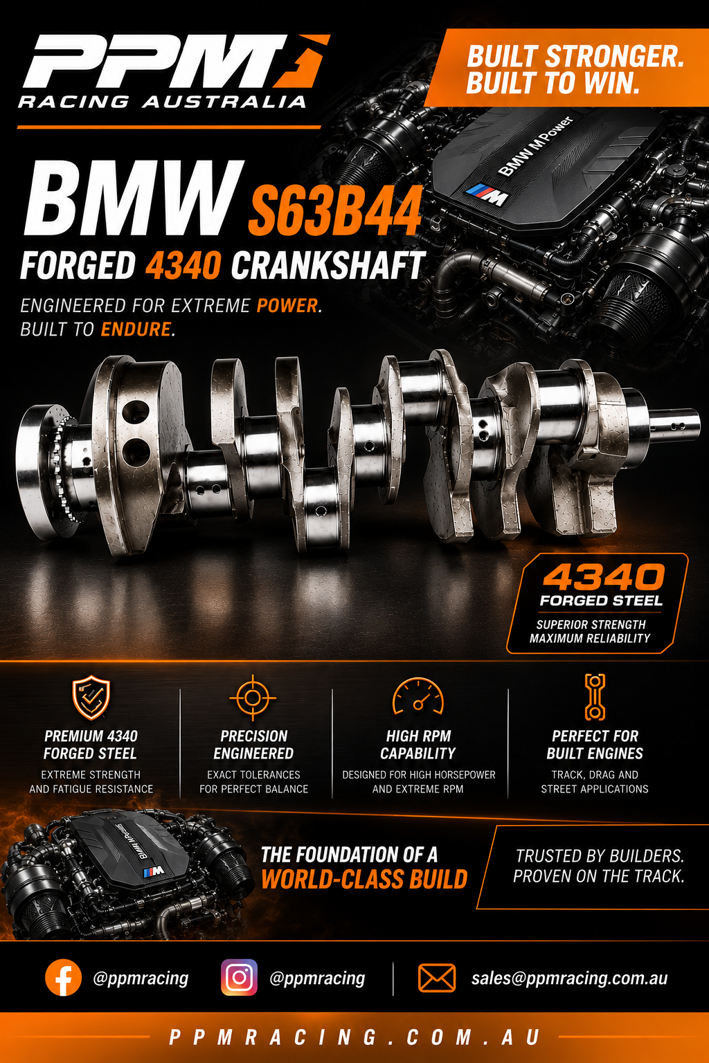 PPM Racing BMW F10 F90 M5 S63TU Forged 4340 Crankshaft