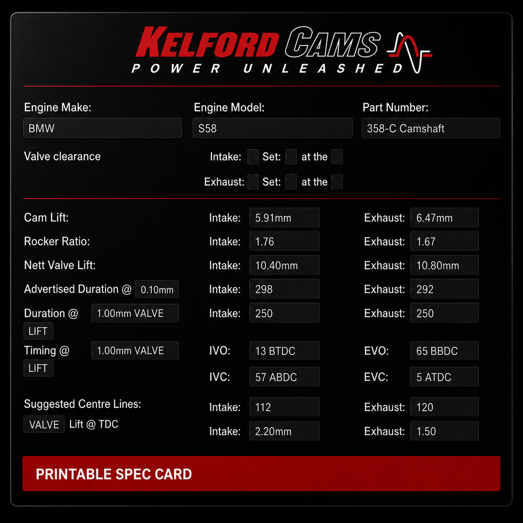 Kelford Performance Camshaft BMW M Series S58 288/268 | Stage 3