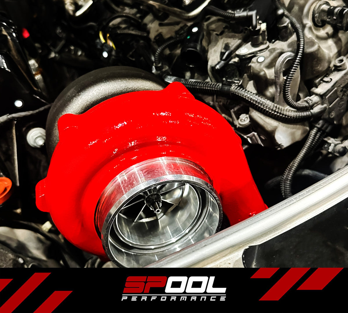Spool BMW G30 540i B58 billet top-mount turbo system detail