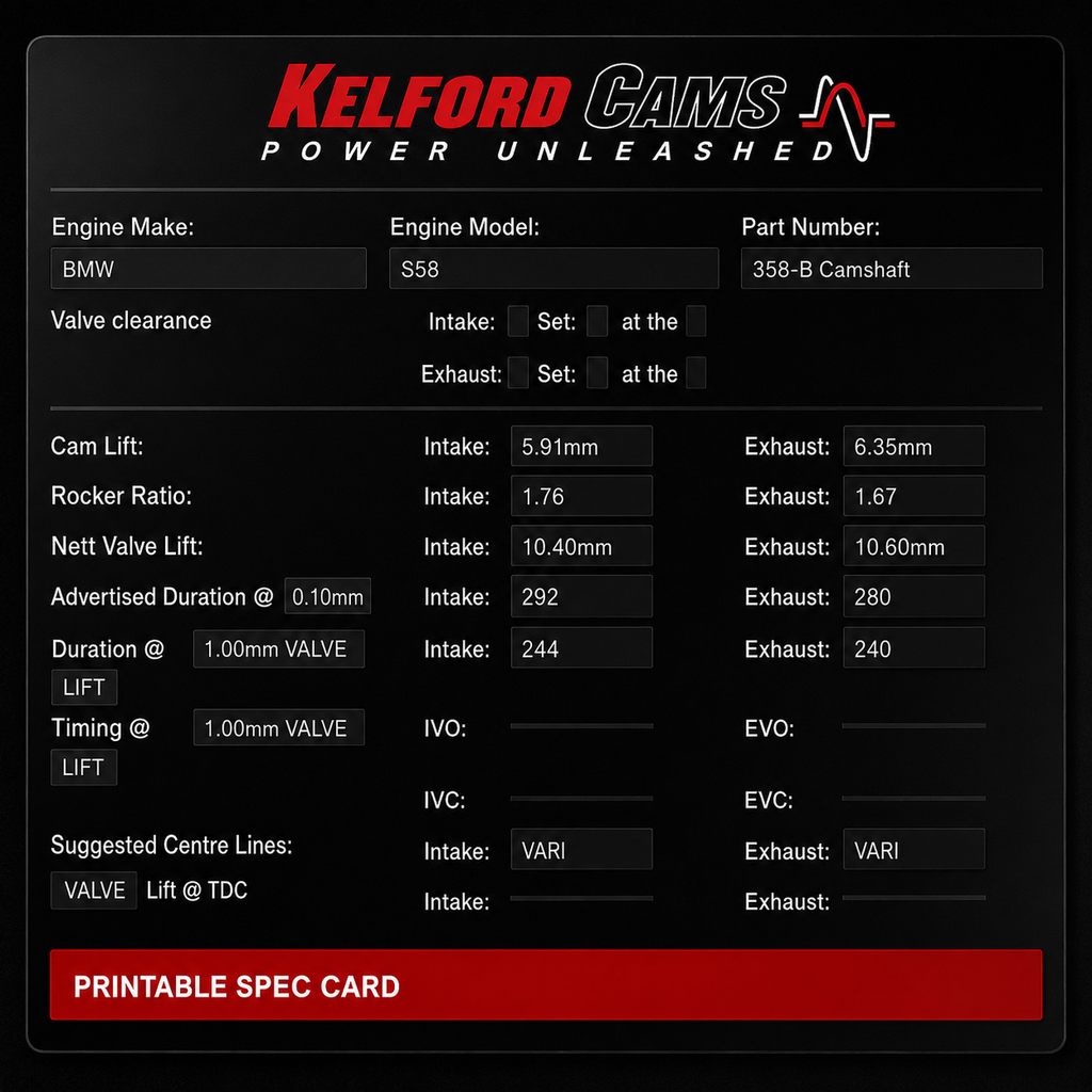 Kelford Performance Camshaft BMW M Series S58 288/268 | Stage 2